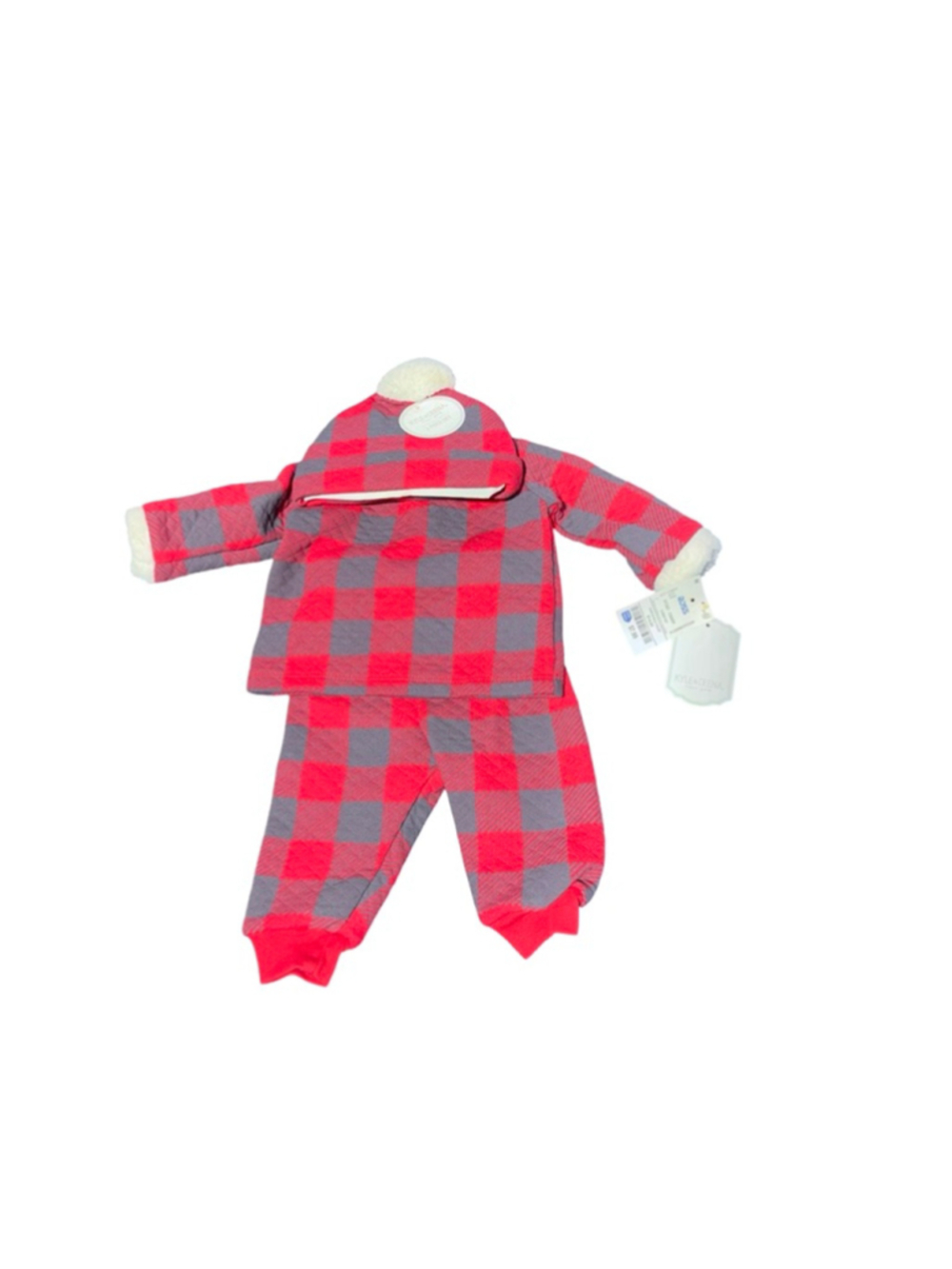 Baby Kyle & Deena Pajama Set Newborn Red Gray Plaid